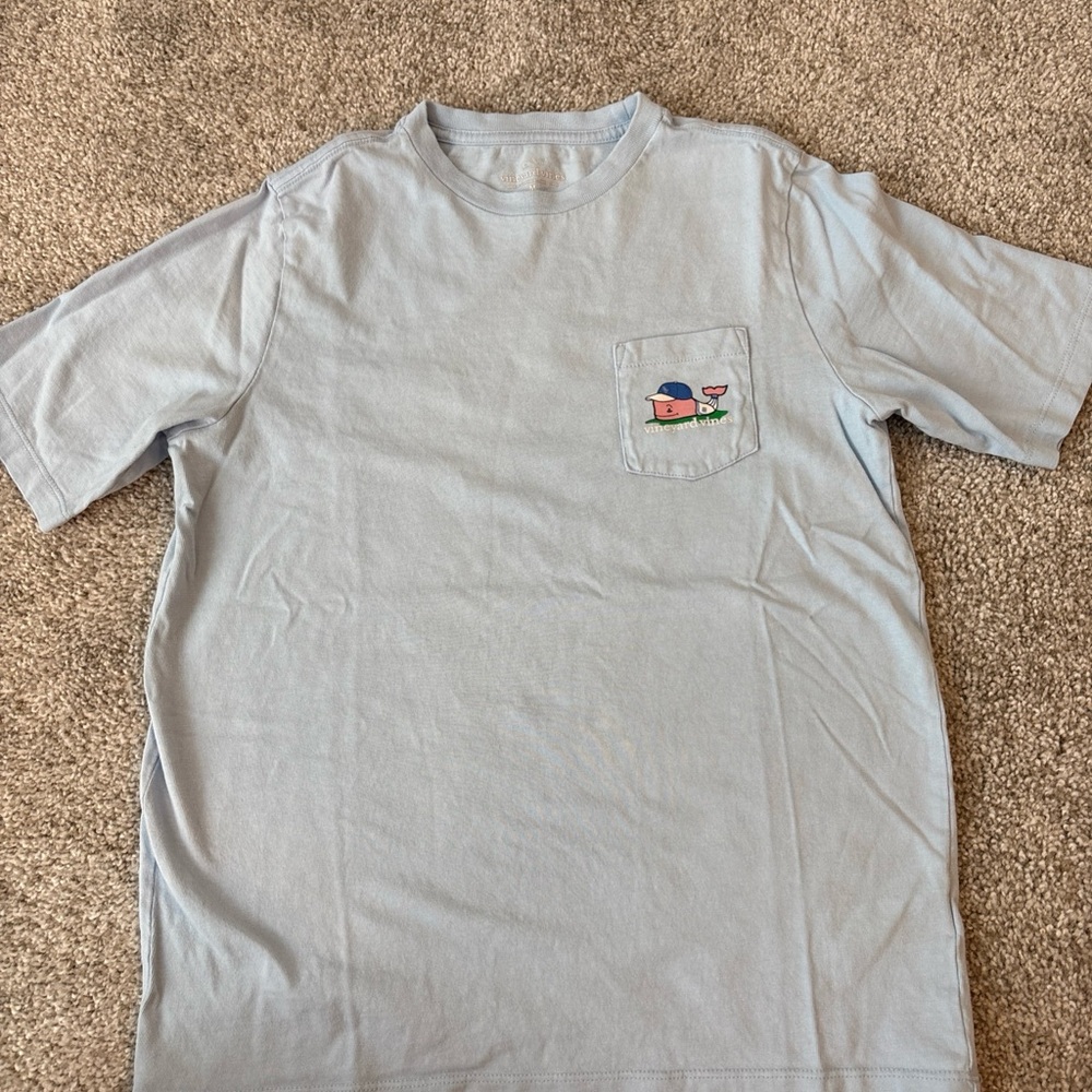 Vineyard Vines Light Blue Pocket Tee with Graphic
